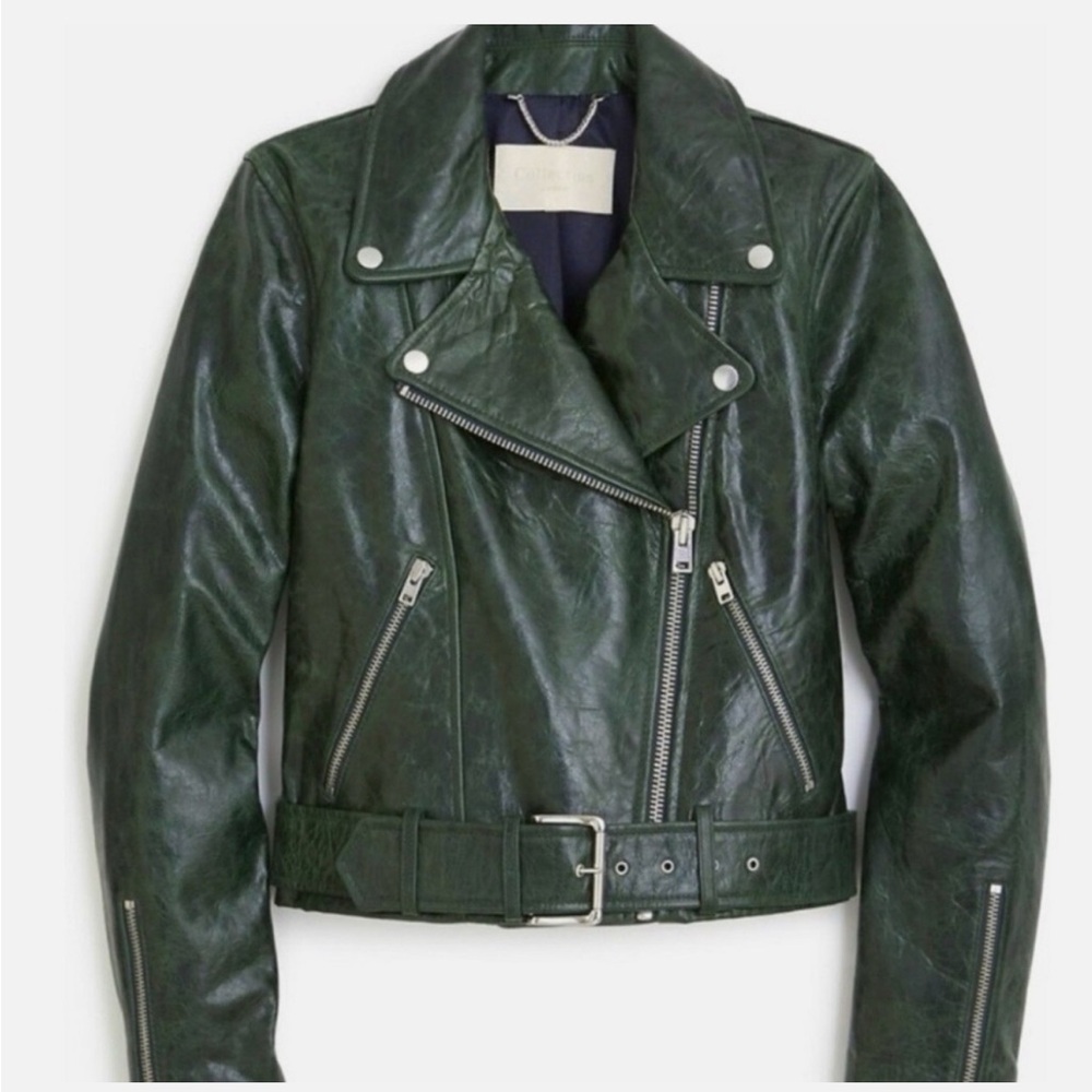 J. Crew Forest Green Leather Jacket